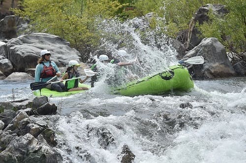 Splashing into Troublemaker Rapid on the South Fork American River sm