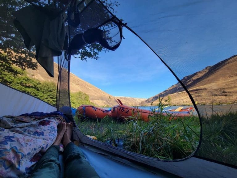 Camping on a wilderness Deschutes River Rafting Trip